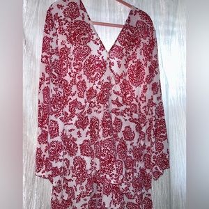 Plus size paisley red and white Romper